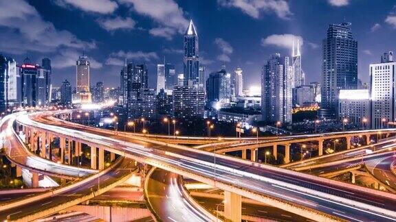 时光流逝上海公路夜景