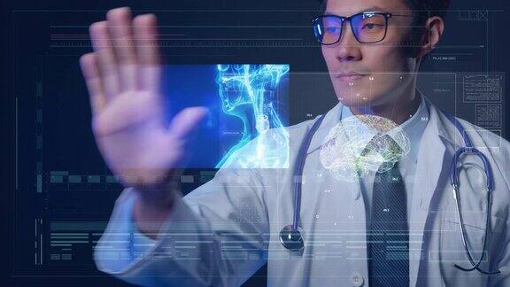 医疗保健和数字技术医生利用增强技术身体x光扫描检查患者症状未来的医疗保健技术