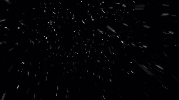 4K逼真的降雪横向横向快速近距离拍摄摄像机角度向上强烈雪花六边形棱镜AlphaProres背景循环透明只是拖放在你的时间轴冬天圣诞节新年暴风雪暴风雪