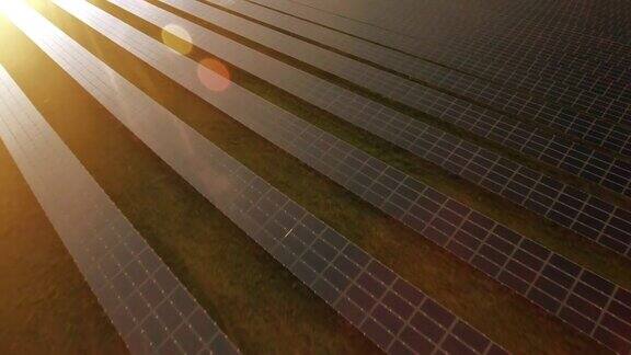 高空太阳能发电站日落俯瞰拍摄(4K超高清)