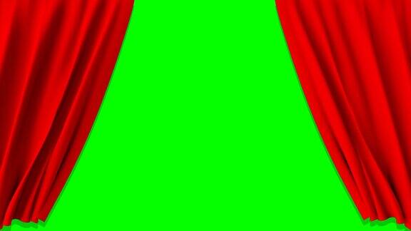红色的窗帘开着绿色的屏风关上