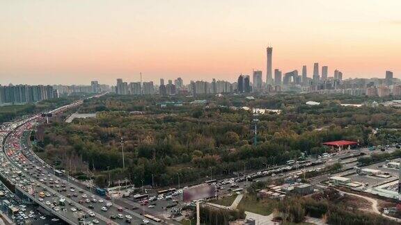 PAN拥挤的交通轮廓线北京中国