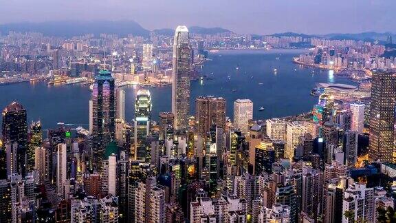 香港的时间从白天到夜晚