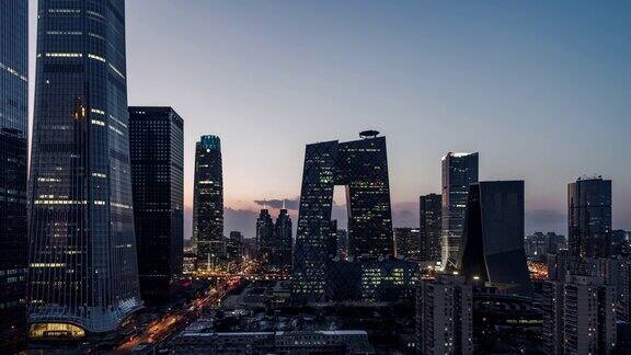 鸟瞰图北京和市中心白天到夜晚过渡北京中国