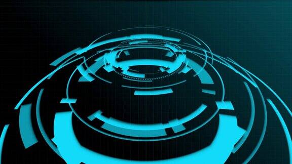 3D数字技术科幻HUD圆齿轮机元素引擎实验室未来ui用户界面元素的数字科学技术演示背景
