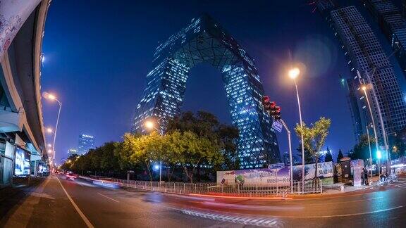 北京CBD车流夜景