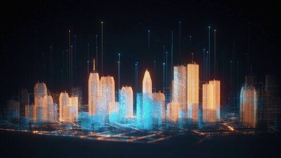 新兴的数字城市-全息图智慧城市超宇宙虚拟现实-多色版本