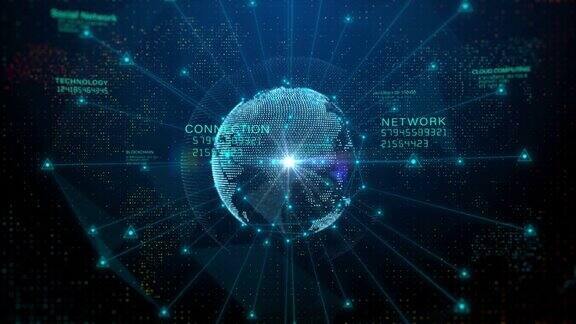 技术网络数据连接数字数据网络和网络安全未来全球网络连接运动抽象背景4K