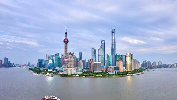 4K:上海城市景观在日落时间流逝中国