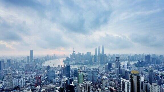 从白天到夜晚的上海时光流逝