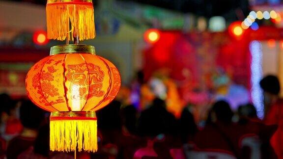 中国新年的灯笼和舞龙
