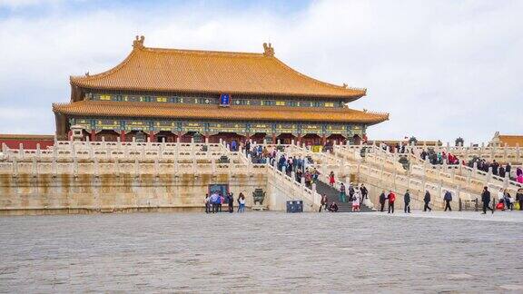 时间流逝视频的游客在北京故宫中国时间流逝4K