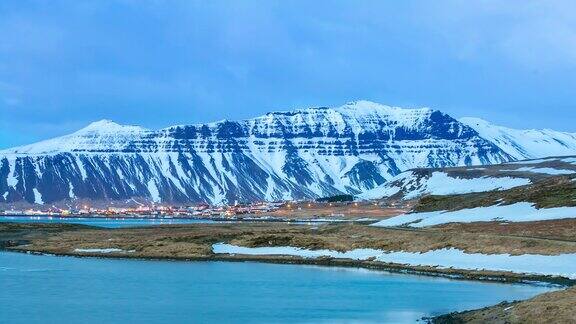 4K延时:山Snaefellsnes半岛Grundarfjordur冰岛夜