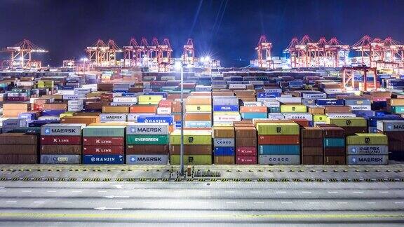 装货物集装箱的商业码头时间流逝4k