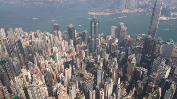 香港航拍v54鸟瞰图飞过中区拍摄城市景观