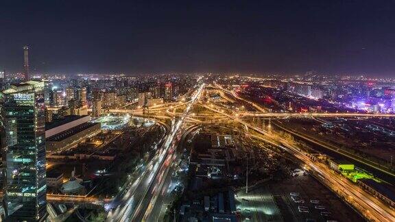 中国北京ZI路交叉口和夜间立交桥四会桥