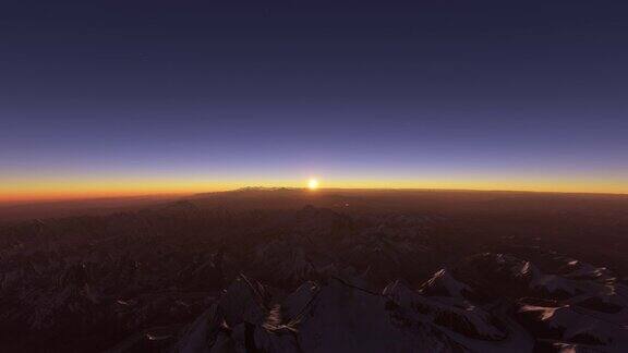 黄昏时尼泊尔珠穆朗玛峰的鸟瞰图在喜马拉雅山脉