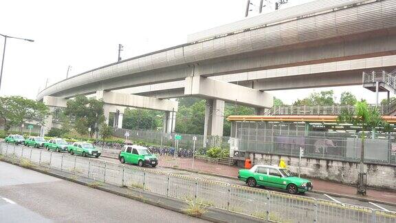 香港绿色的士天水围高架铁路桥