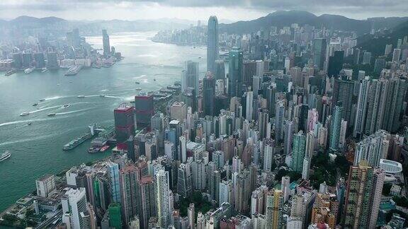 广角香港城市景观实时鸟瞰图