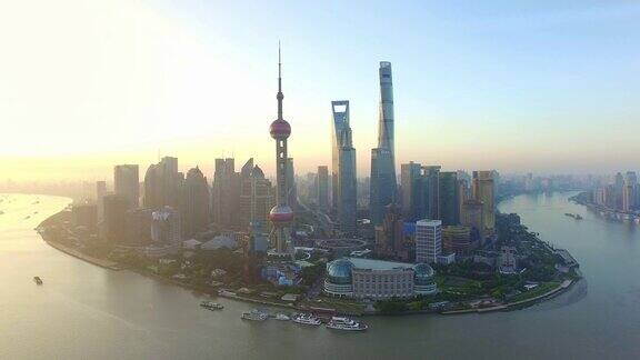 鸟瞰图上海和黄浦江
