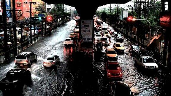4K视频:泰国曼谷的洪水