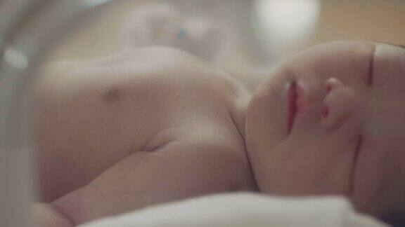 刚出生的婴儿在医院的婴儿床