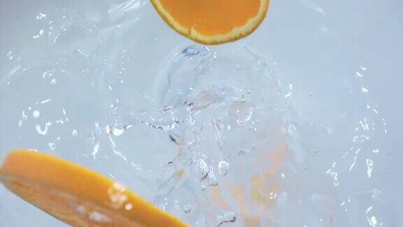 橙子落入水漩涡超级慢动作1000fps