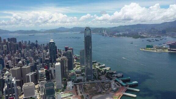香港标志性摩天大楼城市拥挤的高楼海港全景中国