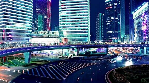 中国上海的城市交通间隔拍摄