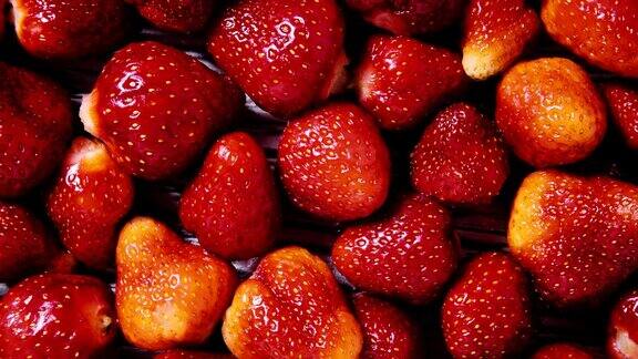 新鲜草莓水果作为食物背景4K