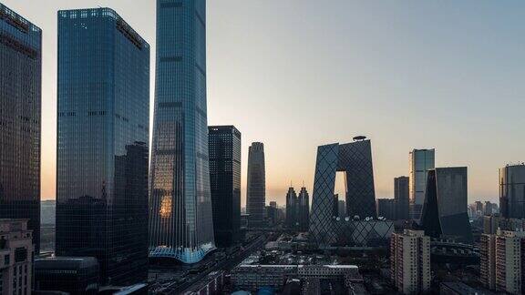 鸟瞰图城市和市中心在日落北京中国