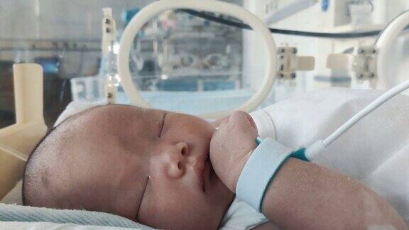 医院孵化器内的新生儿