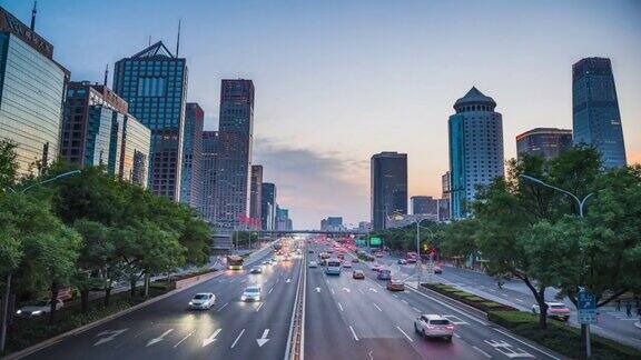 北京国贸大桥交通的日常拍摄视频