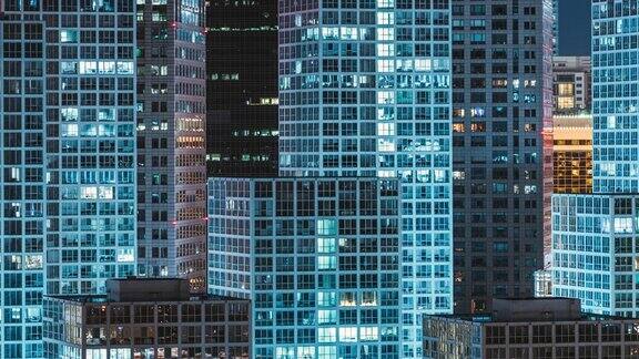 PAN高角度看北京的摩天大楼在晚上