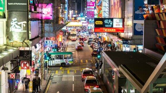 4k时光流逝-繁忙的香港街道孟角