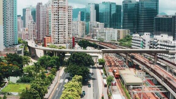 无人机拍摄的香港九龙湾区