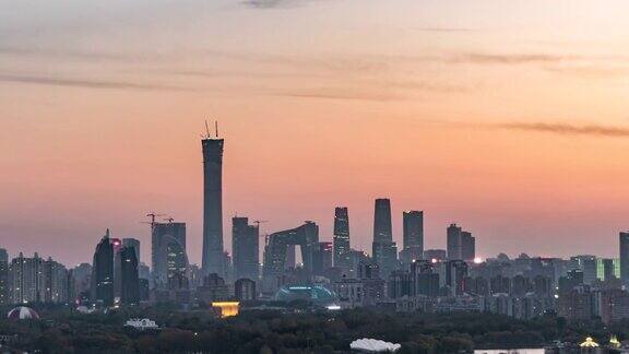 PAN高视角北京白天到晚上的过渡