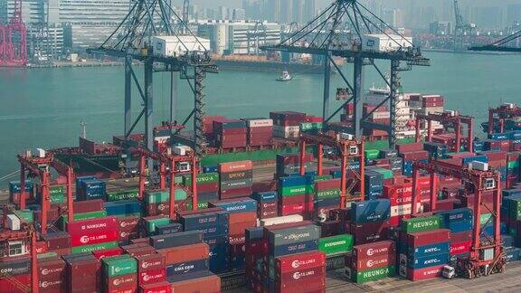香港进出口业务物流中国际港口用起重机装载集装箱的时间间隔(缩小)