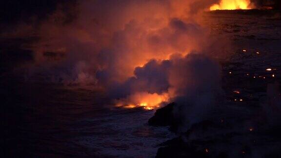 夏威夷活火山冒泡熔岩