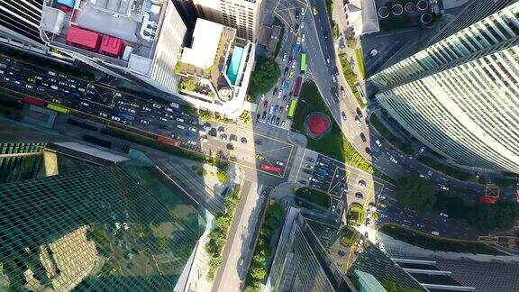 新加坡城市十字路口的航拍时间