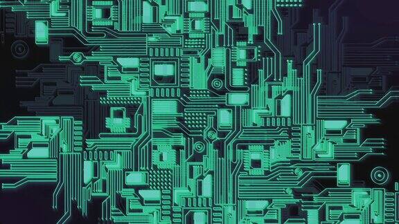 绿色芯片处理器异形立方体博格集体建筑几何天才形状建筑三维立方体幻想空间股票视频-电路板背景-复制空间-计算机数据技术人工智能股票视频