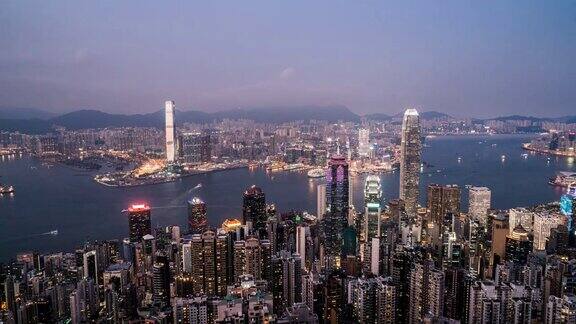 4K时间间隔-从维多利亚峰到香港城的白天到夜晚