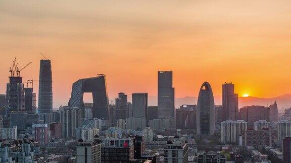时光流逝夕阳下的北京城市