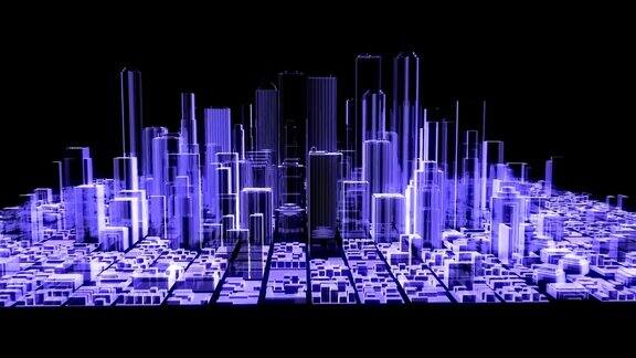 3D动画全息城市旋转与光面也可循环