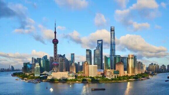 4K上海城市全景景观阳光明媚