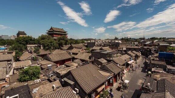 TD高角度的鼓楼和古代传统建筑北京中国