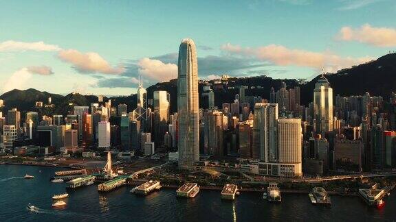 香港维多利亚港的无人机照片