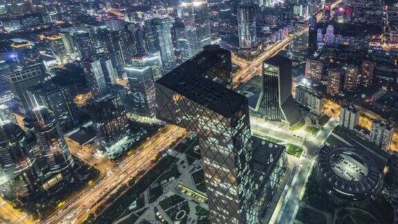 TU北京CBD地区夜间鸟瞰图北京中国