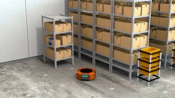 仓库机器人负责搬运货物并自动进入充电站