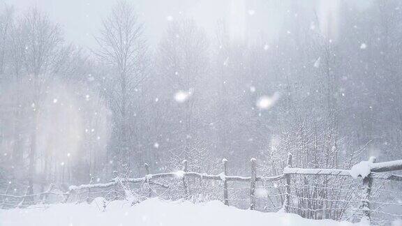 4k视频圣诞雪新年快乐背景